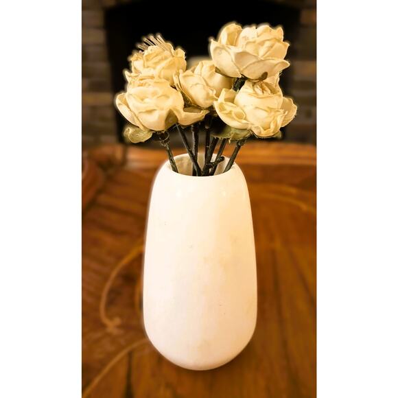 Vintage Handcrafted Alabaster Stone Vase – Minimalist Design, 5" Tall - Picture 1 of 11